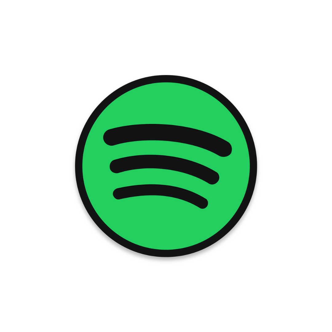 Green Spotify logo with black outline on black background