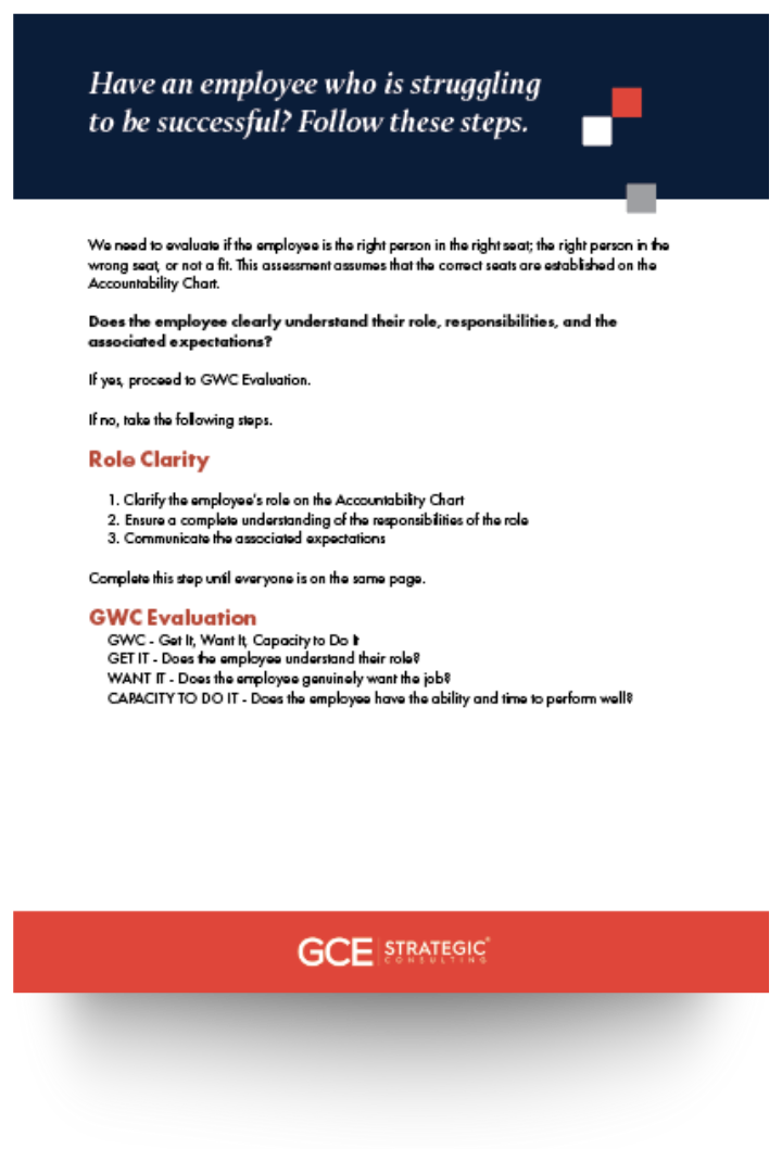Guide on evaluating employee role clarity and capacity to ensure success, including steps for role clarification and GWC evaluation.