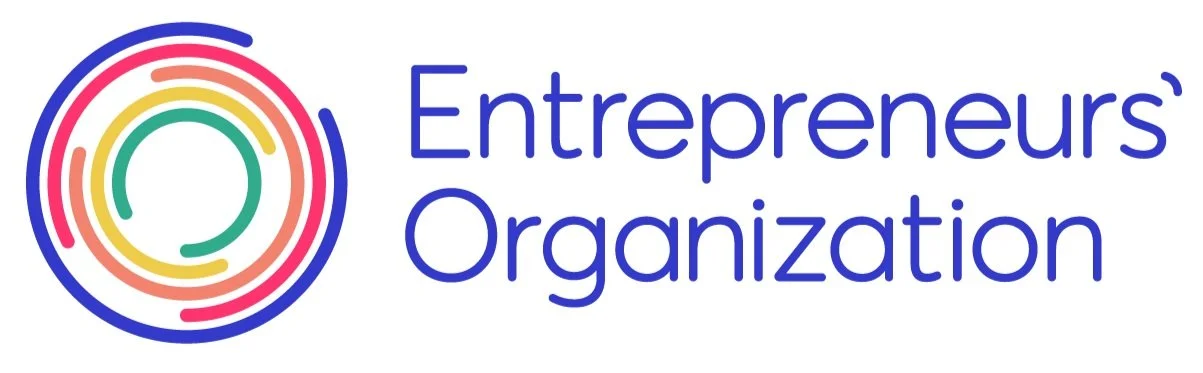 Colorful spiral logo with the text "Entrepreneurs' Organization"