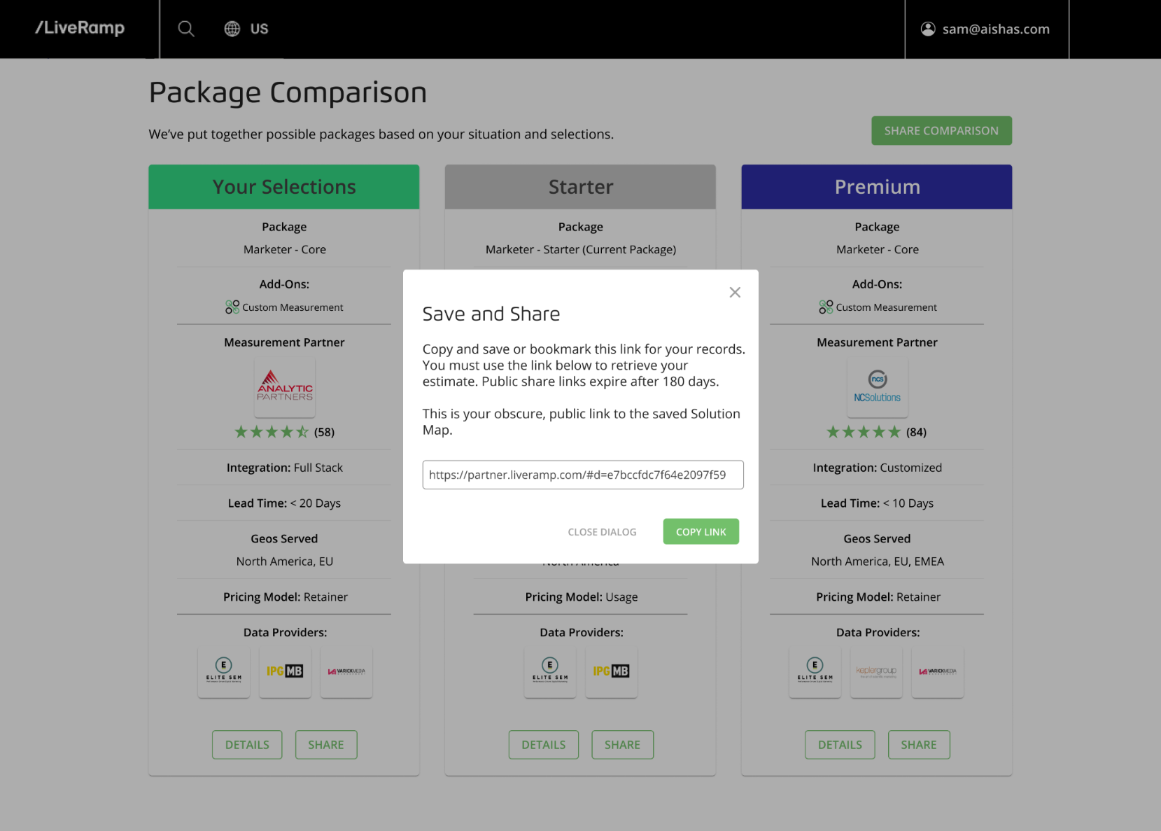 Post Script: Share. Decision makers and users are rarely the same person. From the interviews, we felt that being able to conveniently share this information was important to include.