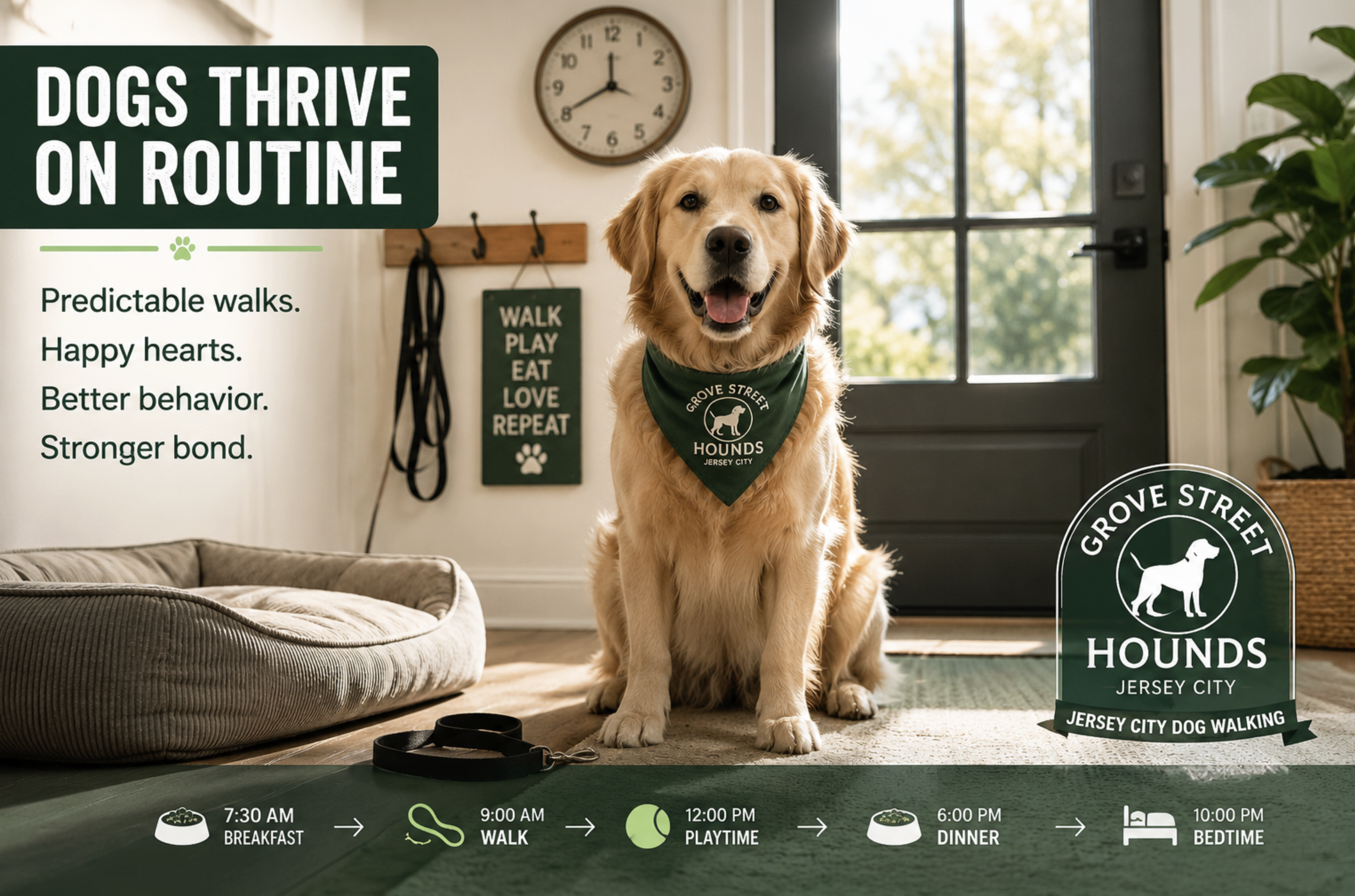 Why Routine Is One of the Greatest Gifts You Can Give Your DogWritten by Grove Street Hounds | Jersey City Dog Walking