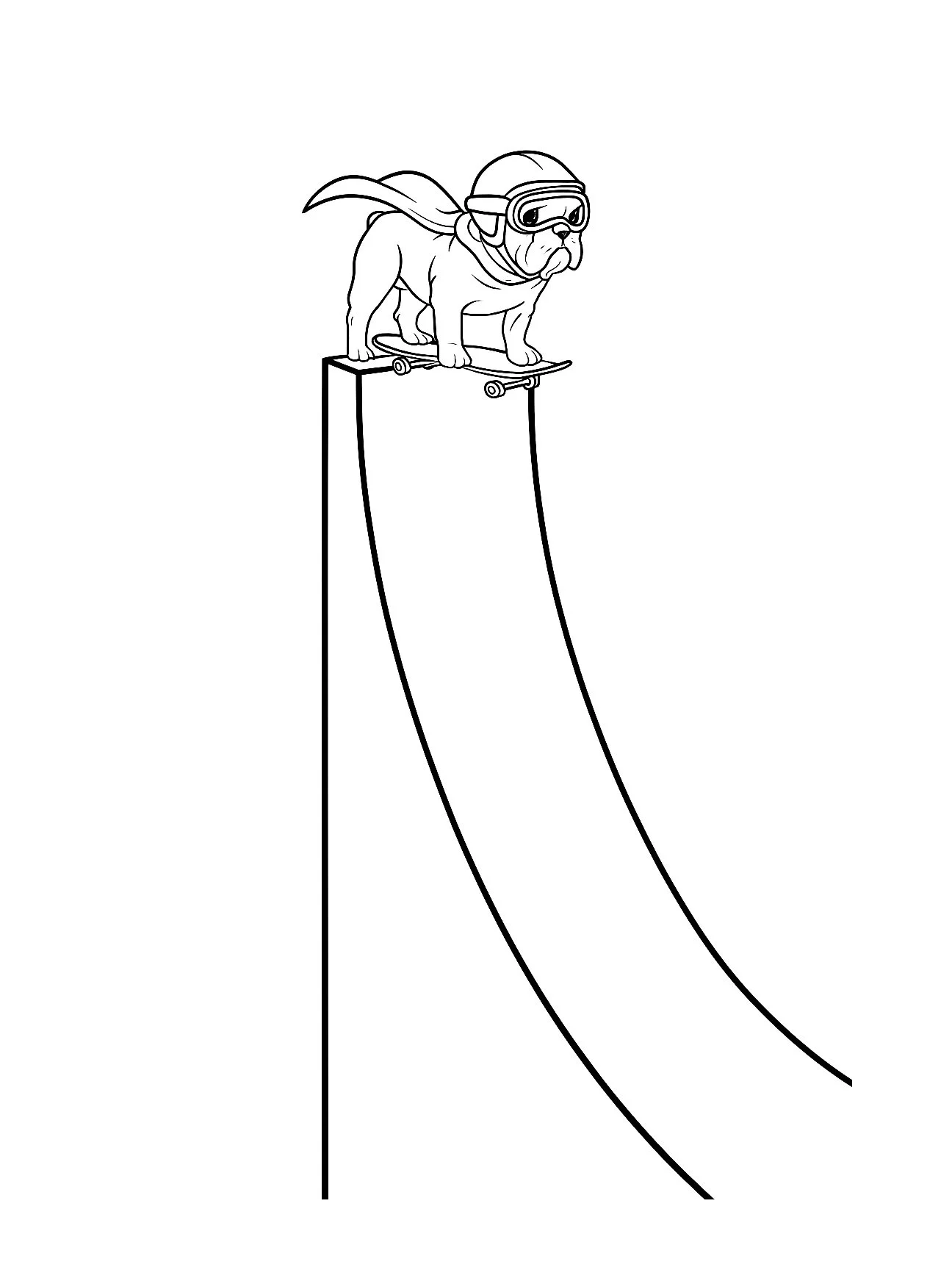 Skateboarding Bulldog Hero — Clean Line-Art Poster - LIVE OR DIE