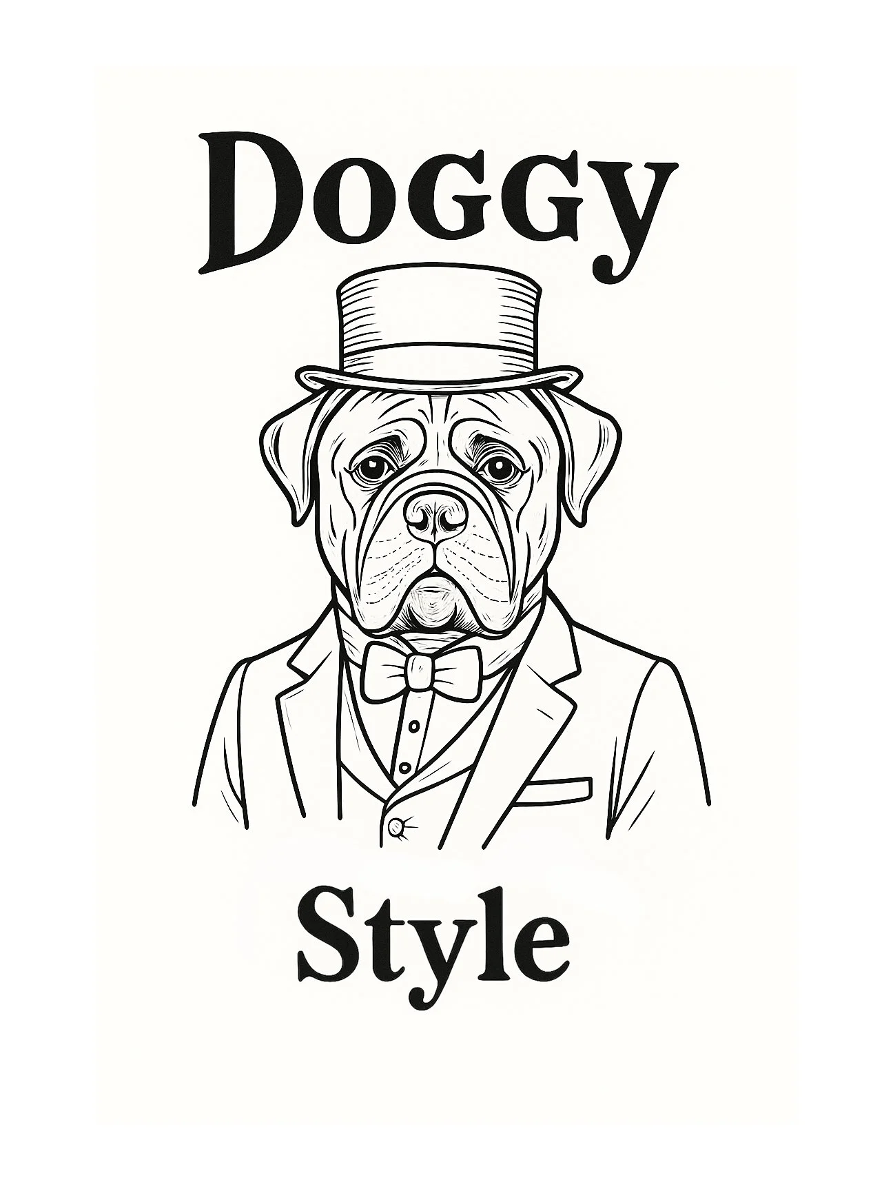 Doggy Style Vintage Dog Art Print • Funny Dog Wall Art • Classy Dog Illustration • Digital Download Poster • Pet Lover Home Decor