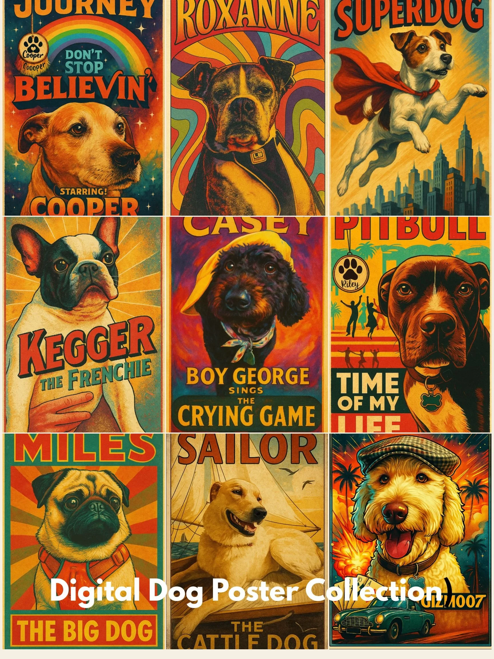 Custom Retro Dog Poster – Digital Download