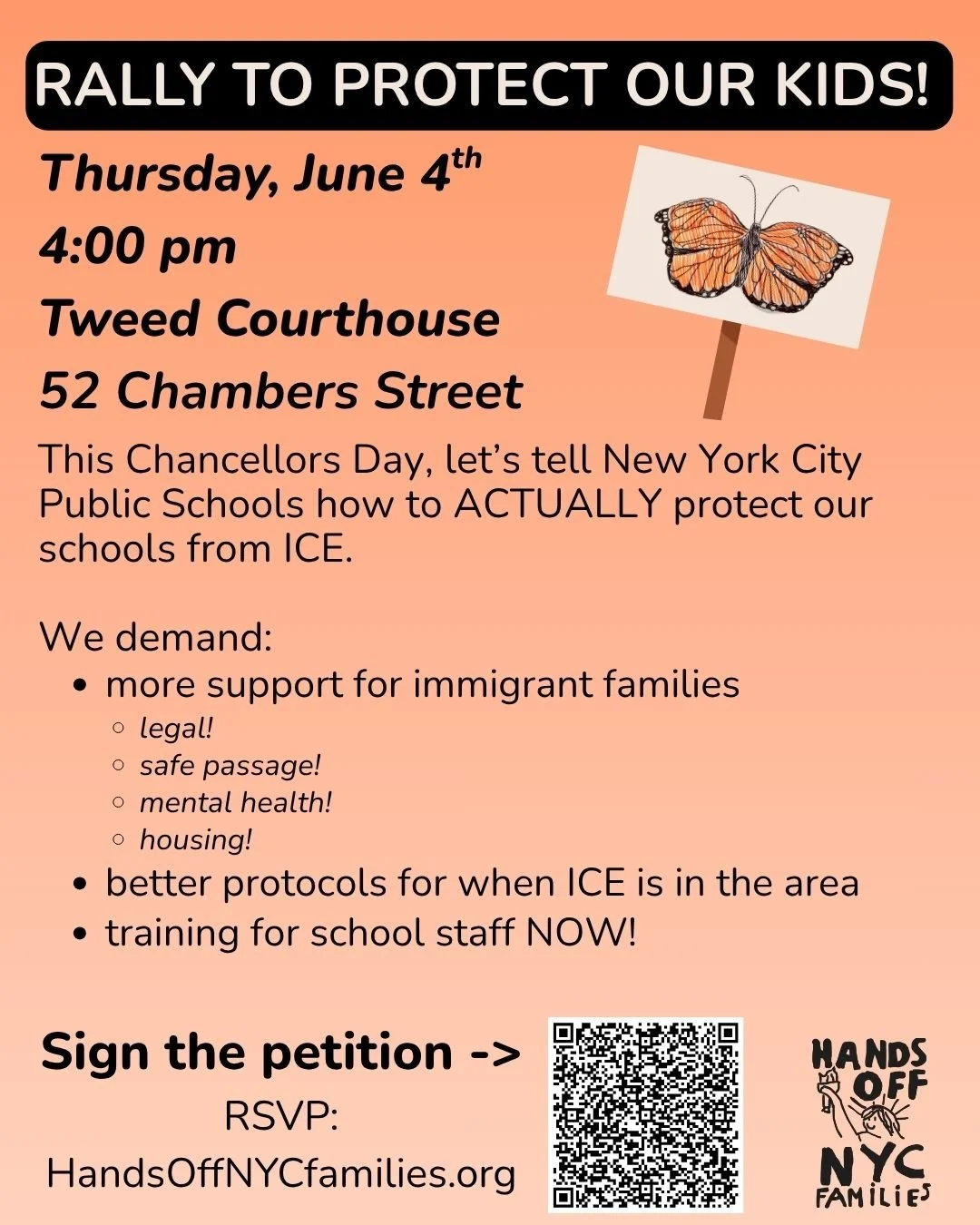 Hands Off NYC Families Rally to protect families - flyer