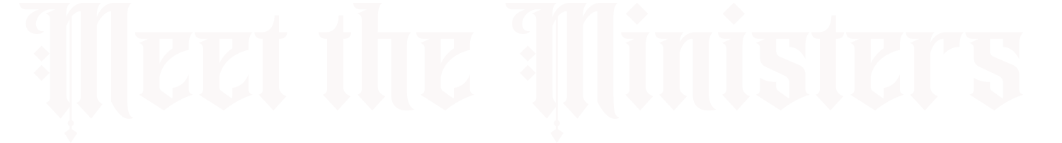 The text reads, "Meet the Minsters" in a decorative blackletter font.
