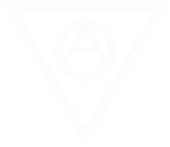 Trinity of Onyx Aurora Logo of a black triangle with a circle inside and a capital letter 'A' inside the circle.