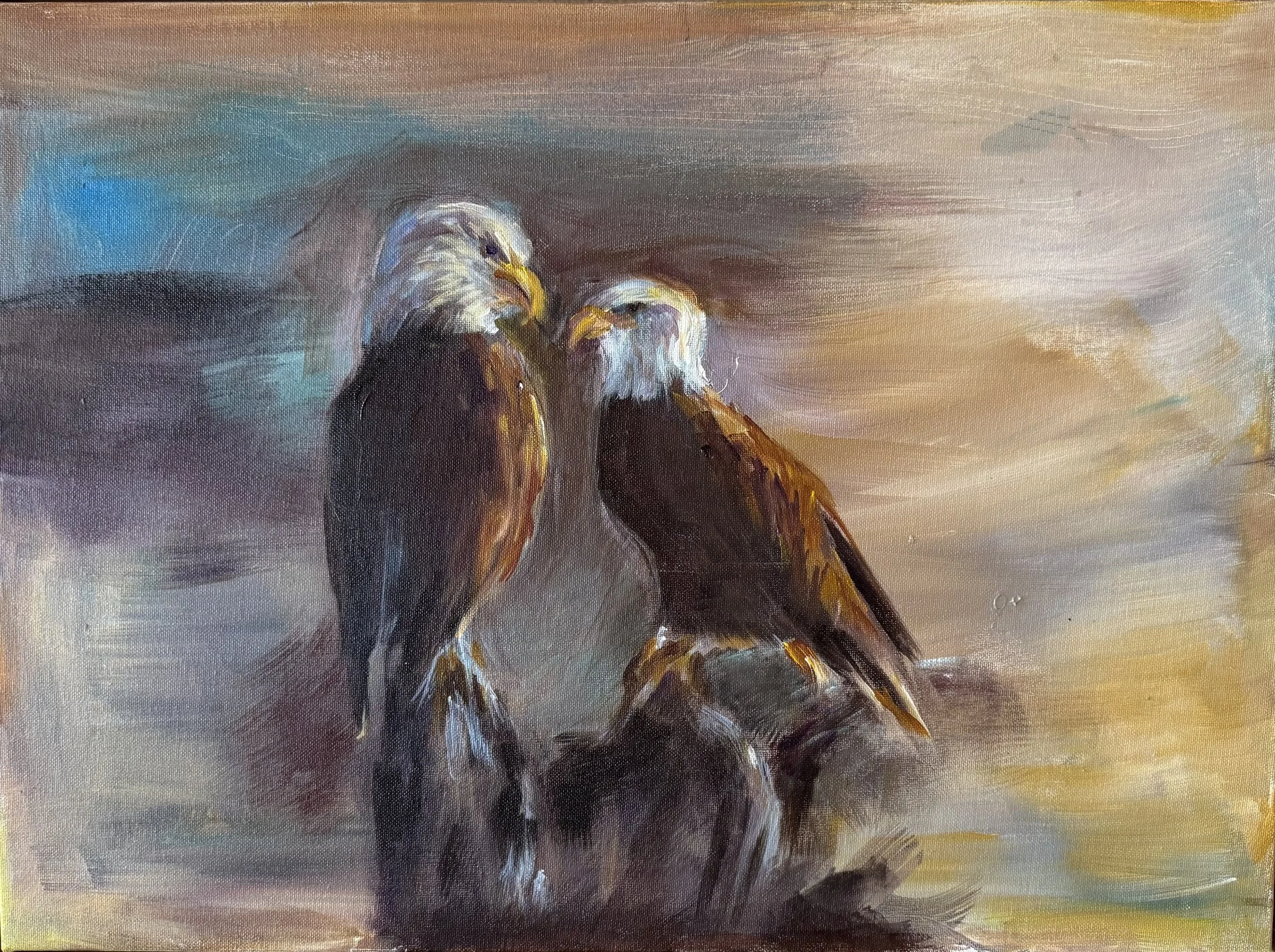 Peaceful eagles in the night