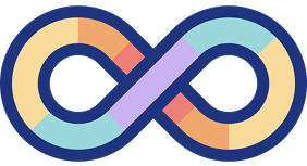 Rainbow infinity symbol representing neurodiversity — Hannah is neurodivergent and it shapes how she thinks and works
