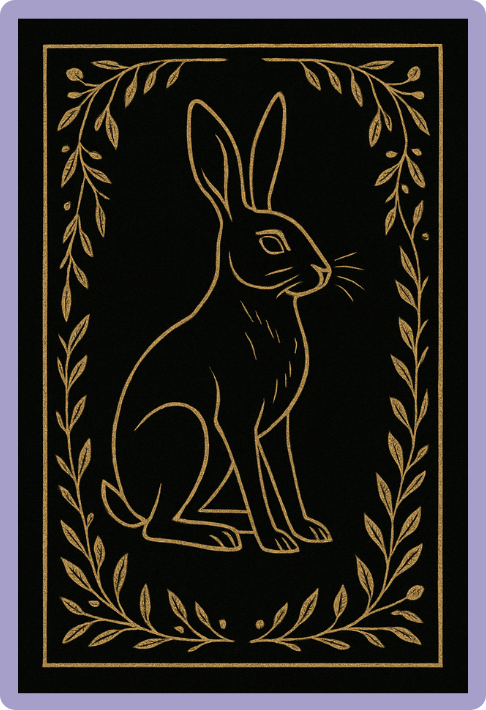Illustrated hare in a decorative gold botanical frame, representing the Speedy Hare website refresh day service by FenViolet