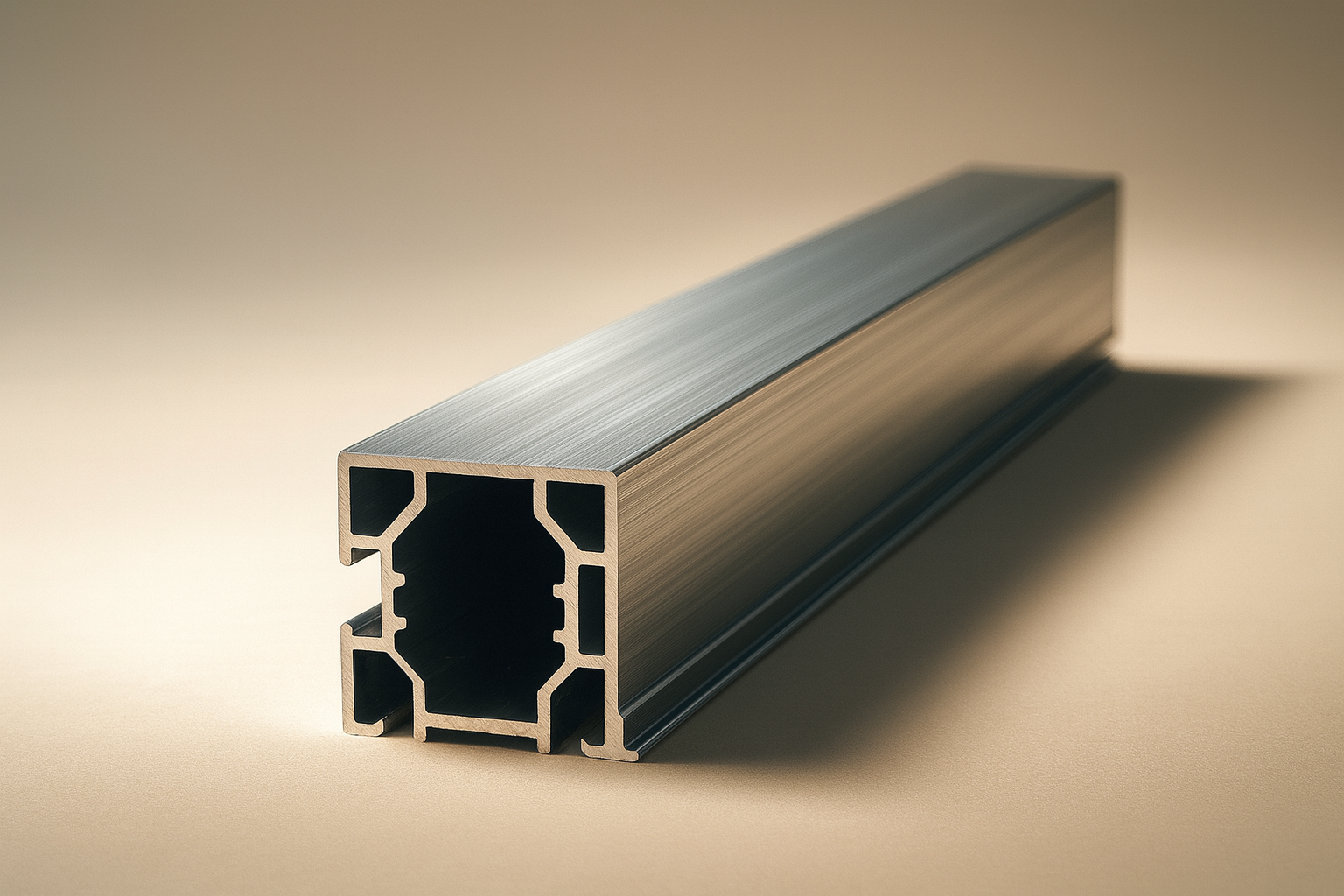 Profil d'une pièce en aluminium pour fenêtre ou porte.