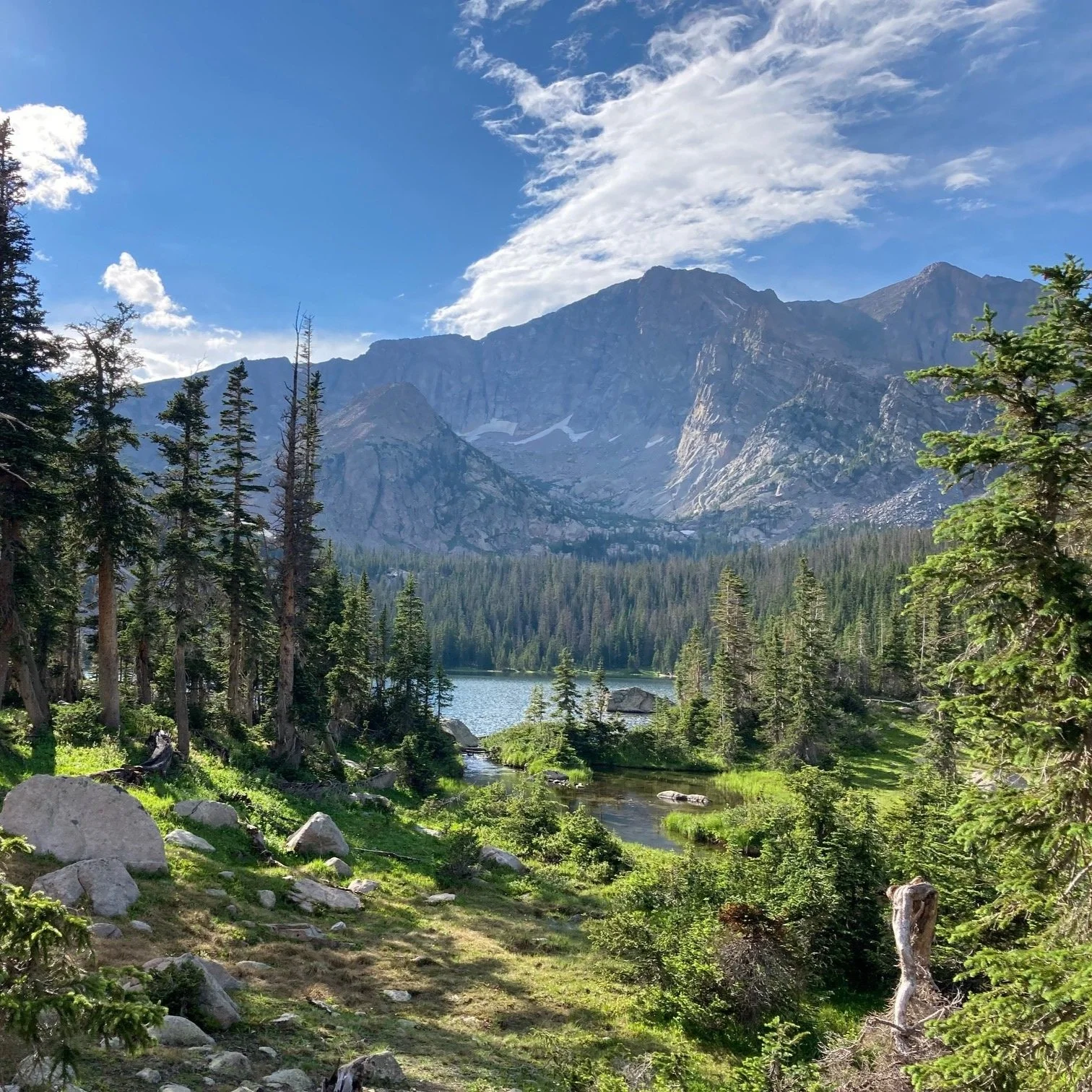 Thunder Lake's broad vistas are shown against a blue sky