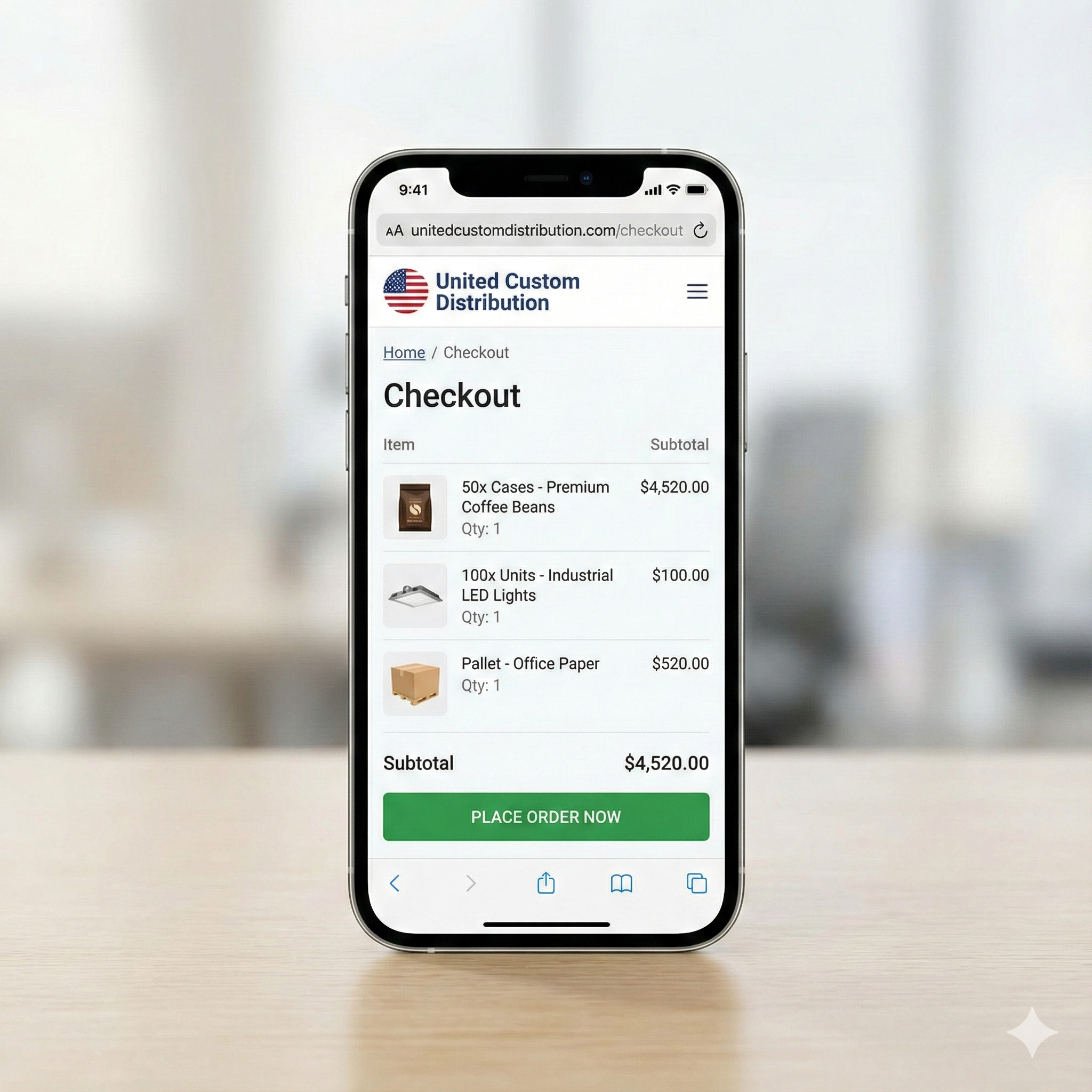 Smartphone displaying UCD online ordering checkout screen for mobile ordering.