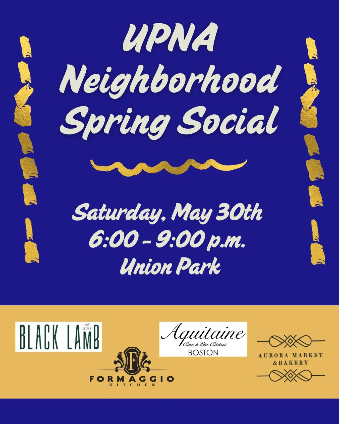 Join us in Union Park from 6 - 9pm on Saturday, May 30th as we celebrate the start of park season!

We will have music performed by Revolutionary Snake Ensemble and food that has generously been donated by @blacklambbos @formaggiosouthend @auroramark