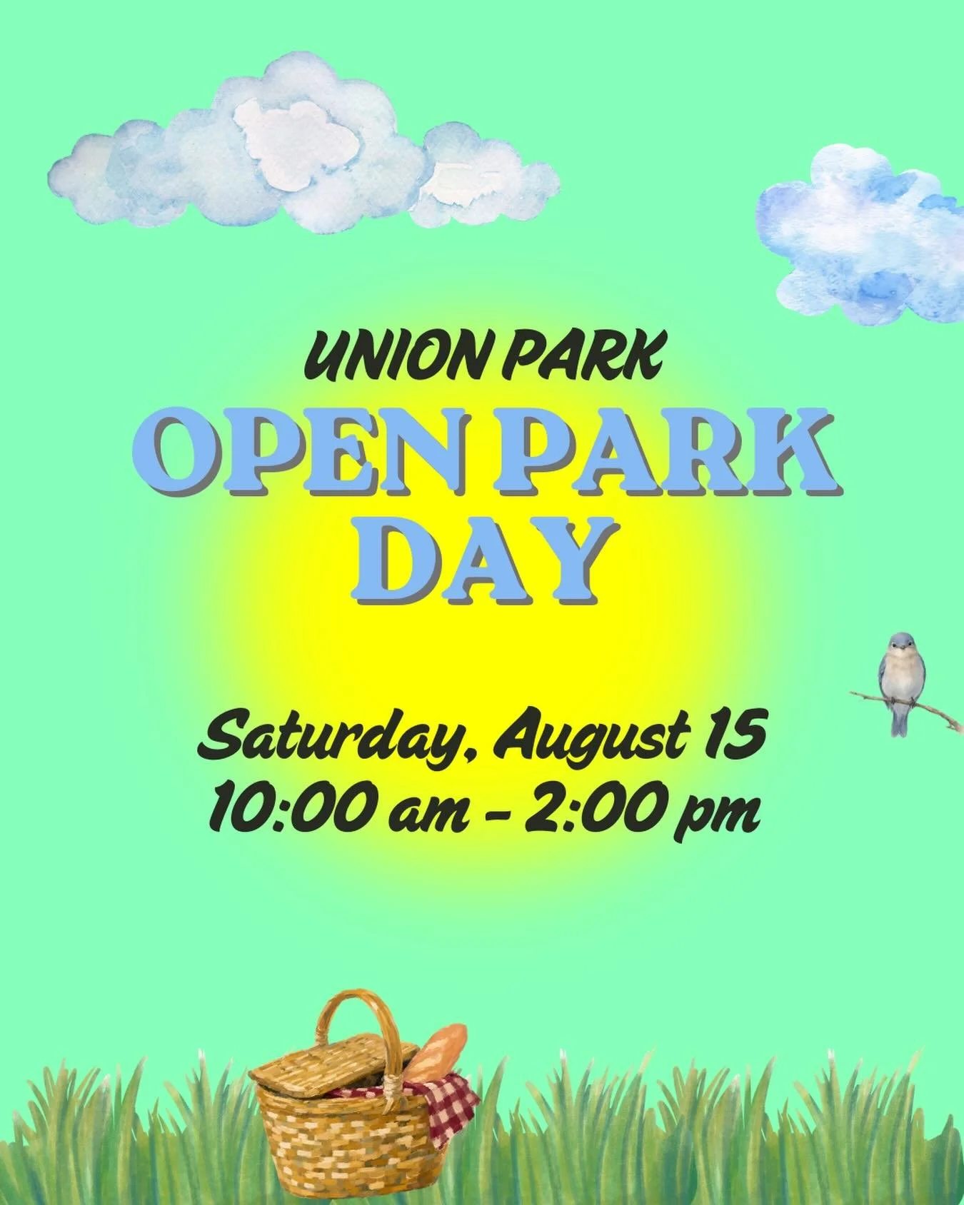 Join us for Open Park Day on August 15th, from 10am &ndash; 2pm in Union Park!
&nbsp;
There are no trash cans in the park, so all events are carry in/carry out. Please closely supervise all children, especially near the historic fountains and landsca