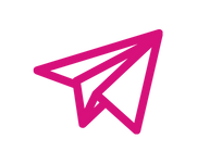 Pink paper airplane icon.
