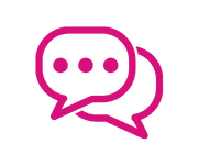 Pink speech bubble icons overlapping each other.