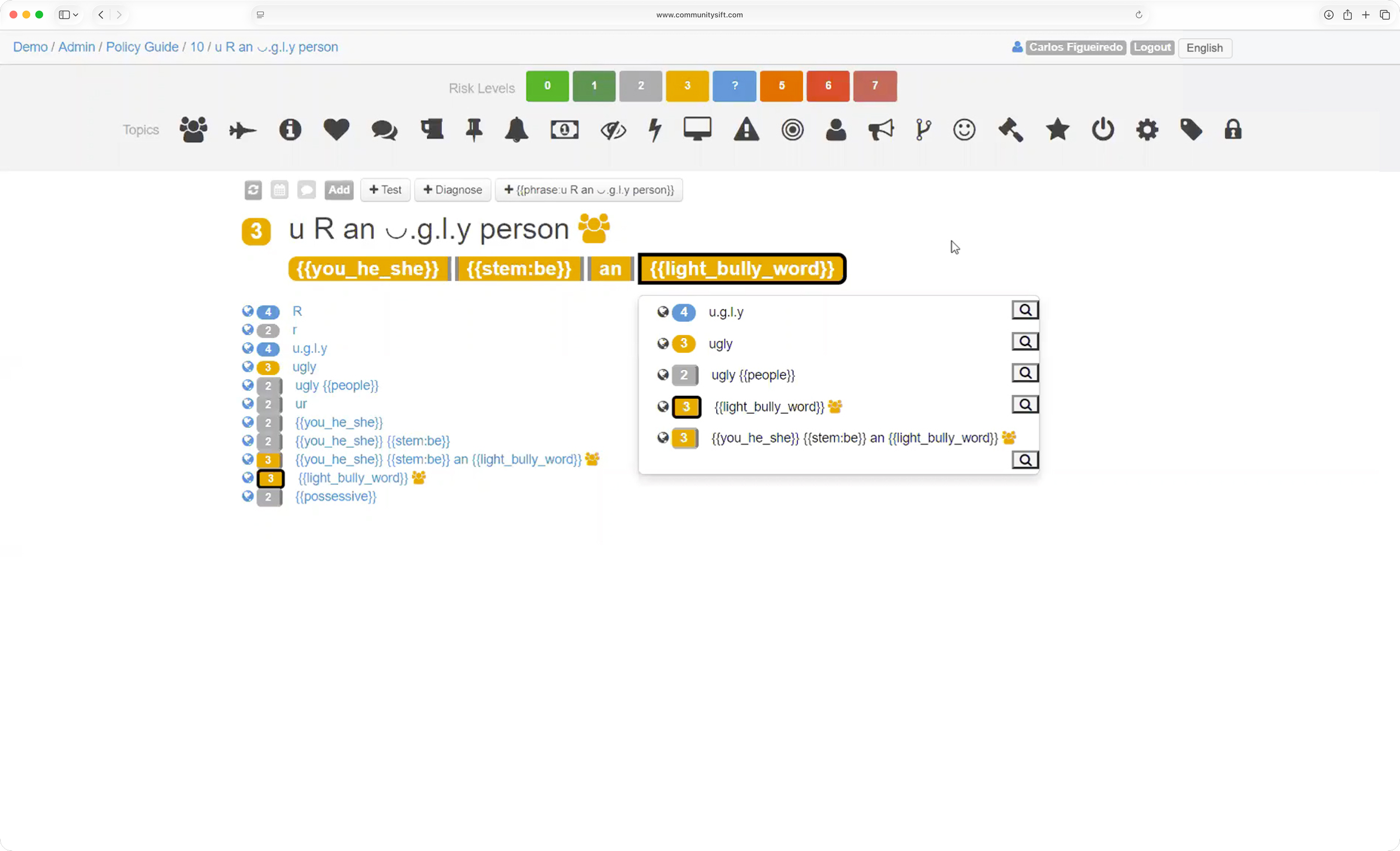 Image of the original Community Sift with no User Interface or User Experience design.