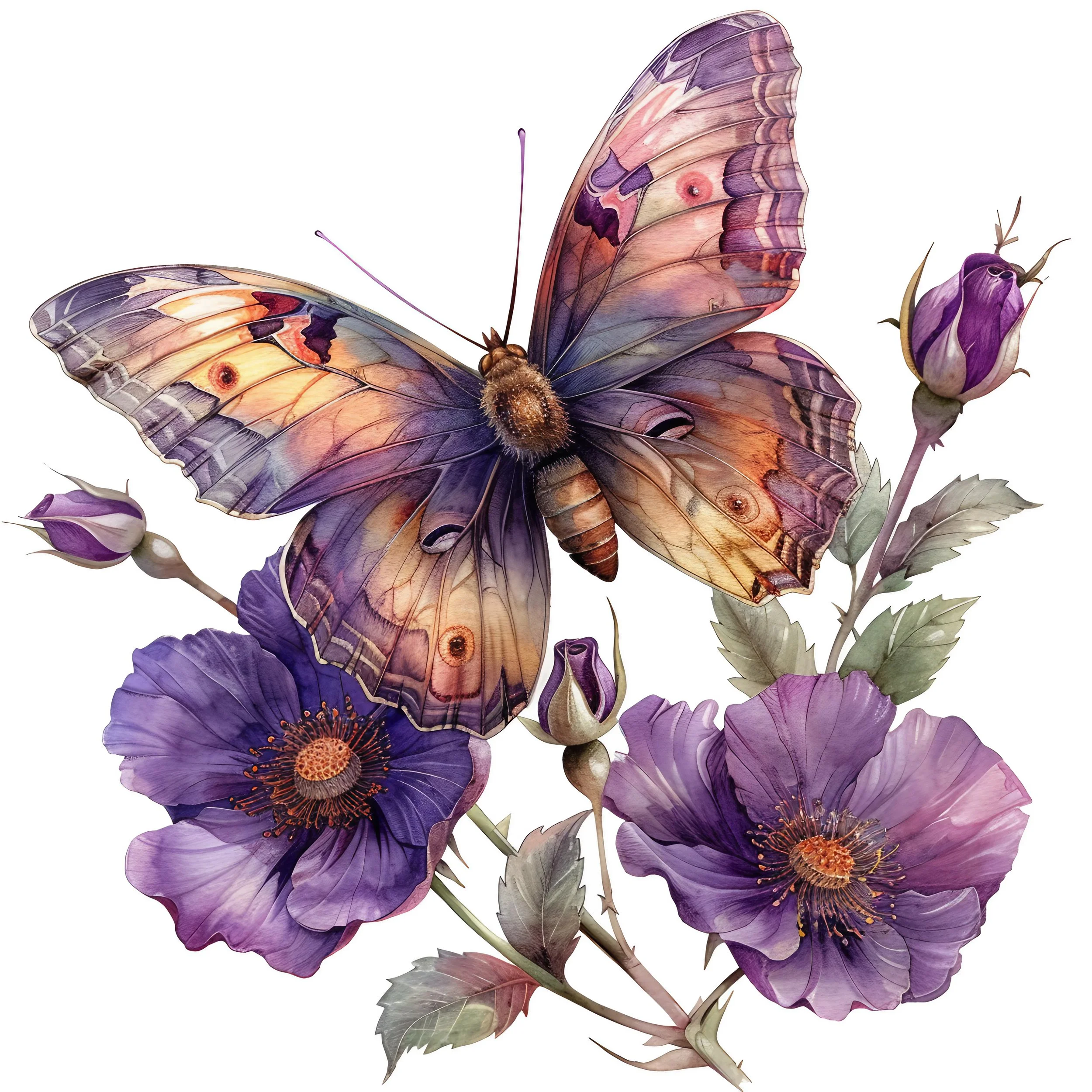 Butterfly in flowers Clipart (7).jpg