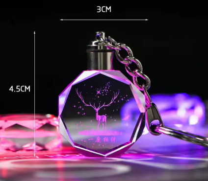K9 Crystal Round Lighted Key Chain 3D Photo and Engraving 1.18