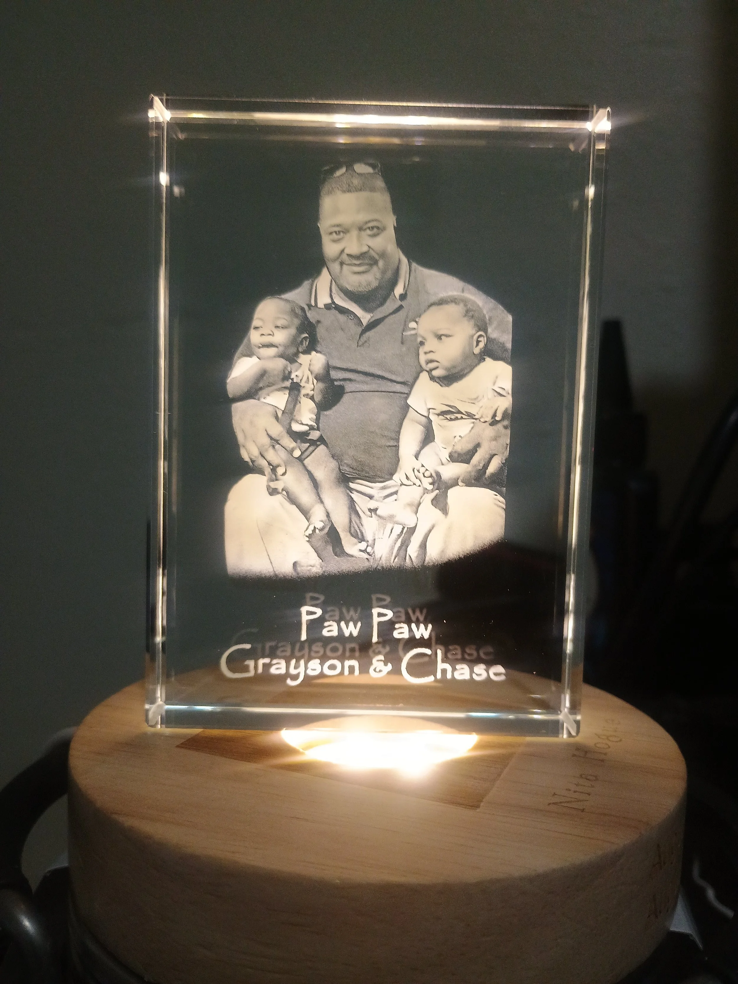 K9 Crystal Rectangular Block 3D Photo and Engraving 3" X  4"  X  .75" or 3" X 3" X .75"