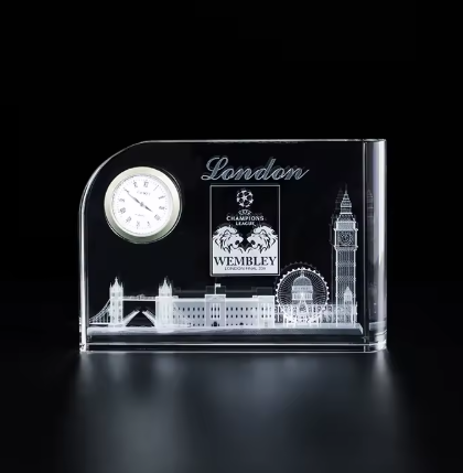 K9 Crystal Clock 3D Photo and Engraving (Vertical or Horizontal)