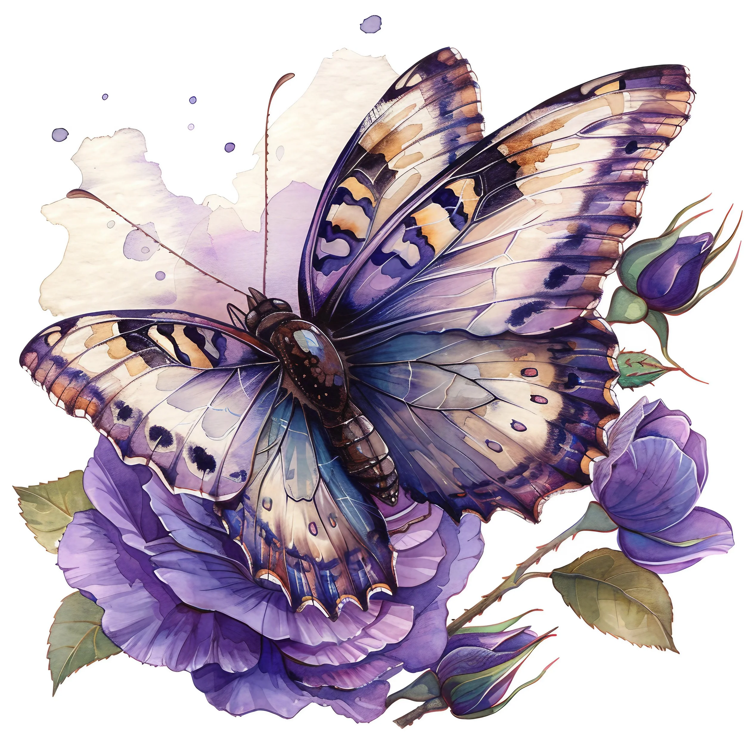 Butterfly in flowers Clipart (3).jpg