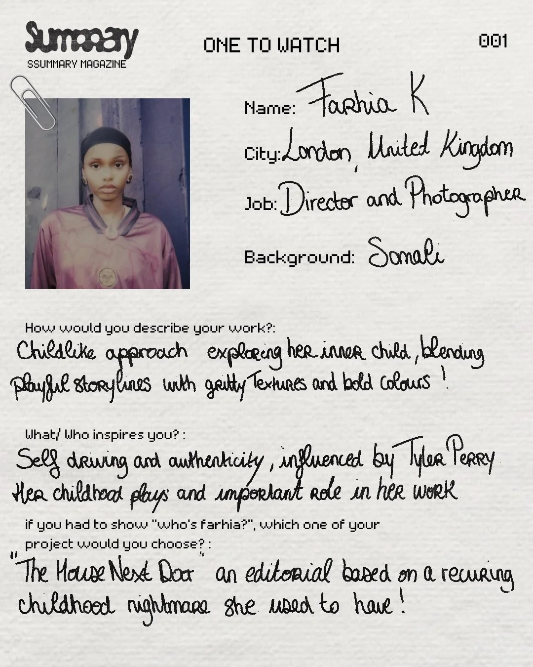 One to watch #1: Farhia Koje