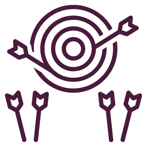 Target with arrows scattered around bullseye and missing the center