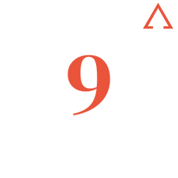 Nine with upward arrow