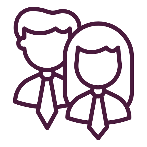 Two professional figures representing team members