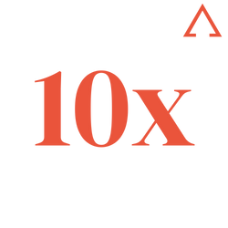 10x with upward arrow