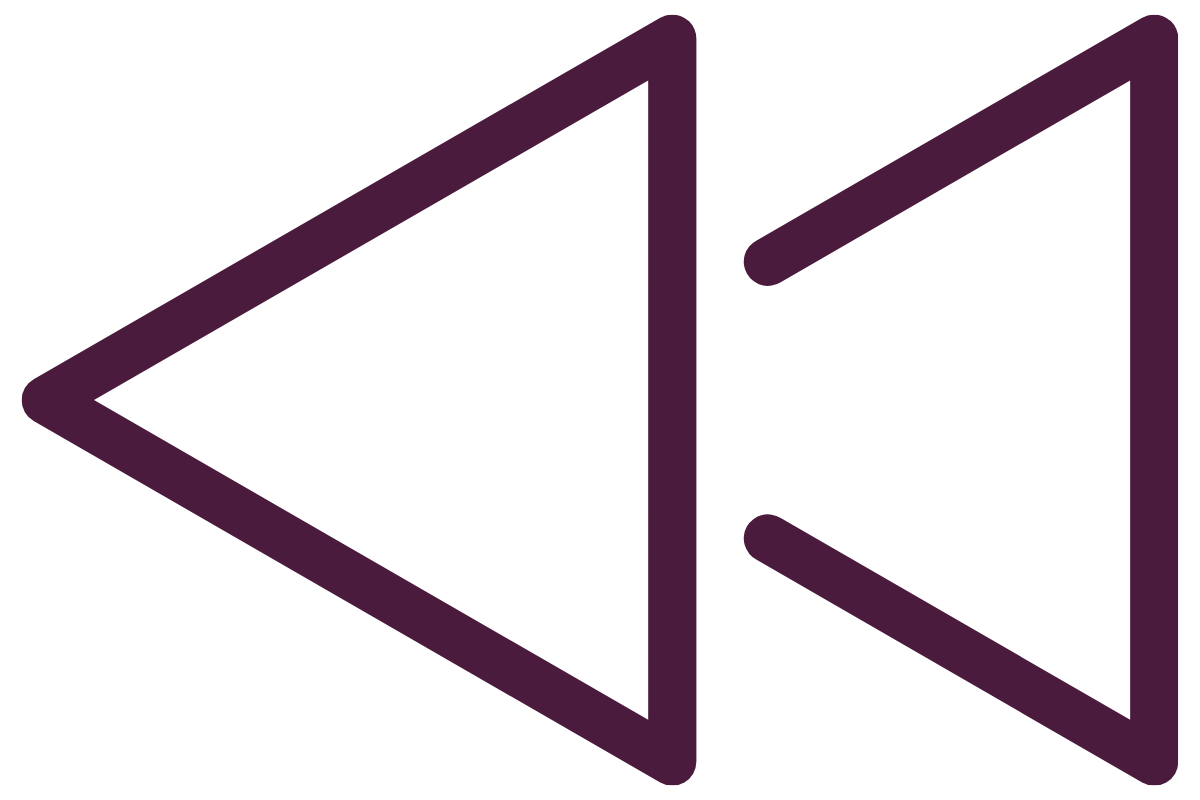Two left-pointing triangles, suggesting looking back before moving forward