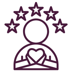 Person holding heart with five stars above