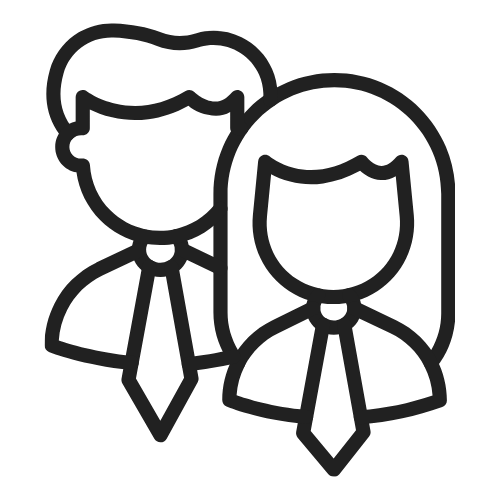 Two professional figures representing team members