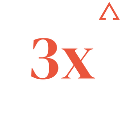3x with upward arrow