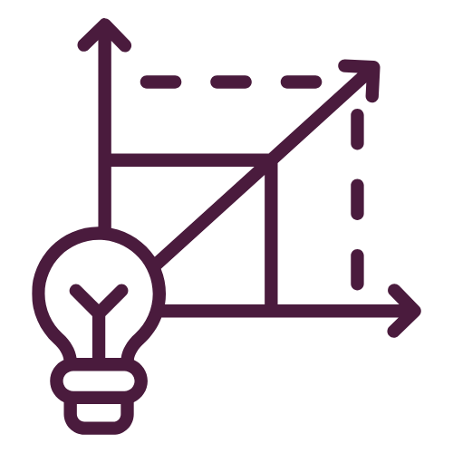 Lightbulb with upward arrow and growth trajectory