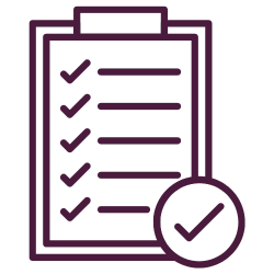 Clipboard with checklist items and approval checkmark