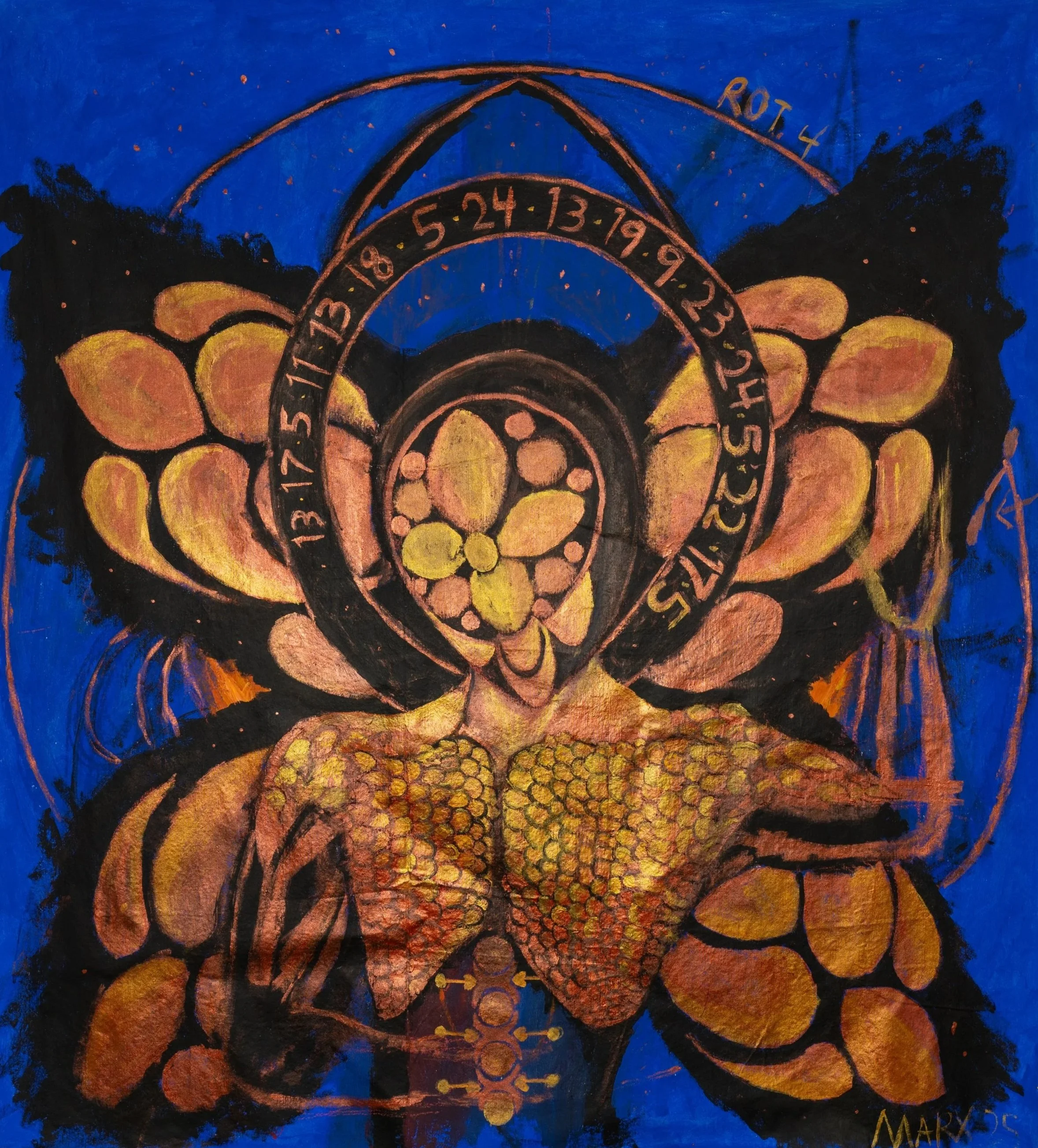 "Morphos" 
Brandon Marx c. 2025
5ft x 5ft Acrylic & Oil on Canvas
