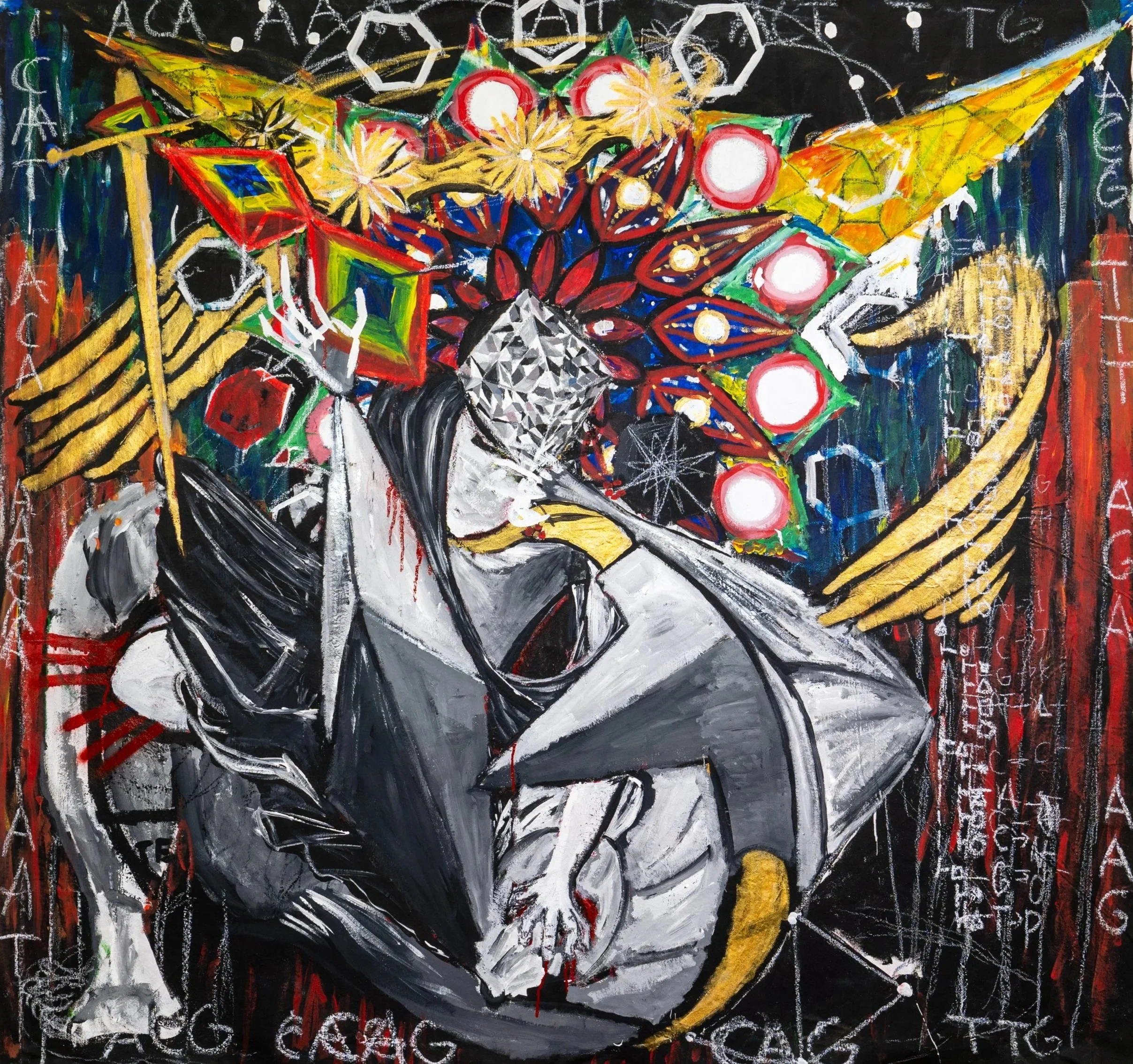 "Death of Picasso" 
Brandon Marx c. 2025
5ft x 5ft Acrylic & Oil on Canvas
