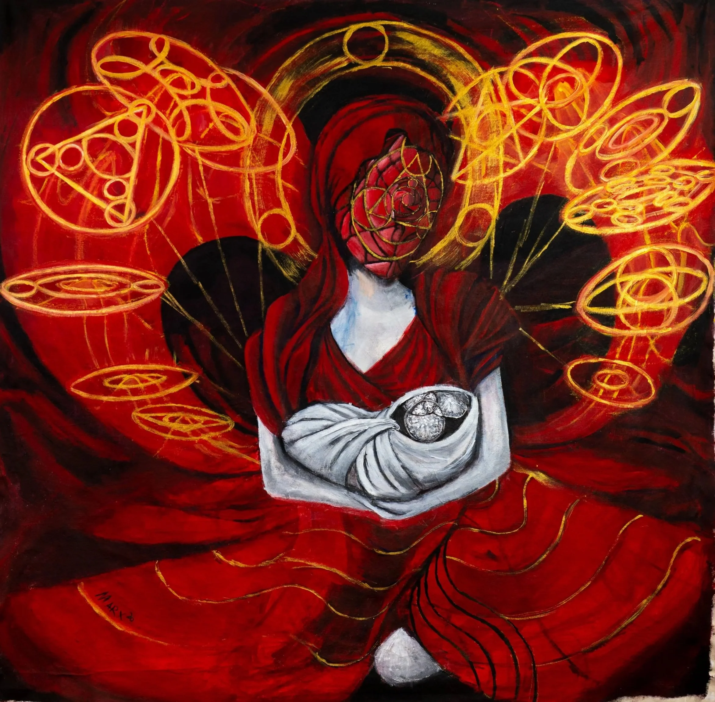 "La Madonna" 
Brandon Marx c. 2026
5ft x 5ft Acrylic & Oil on Canvas