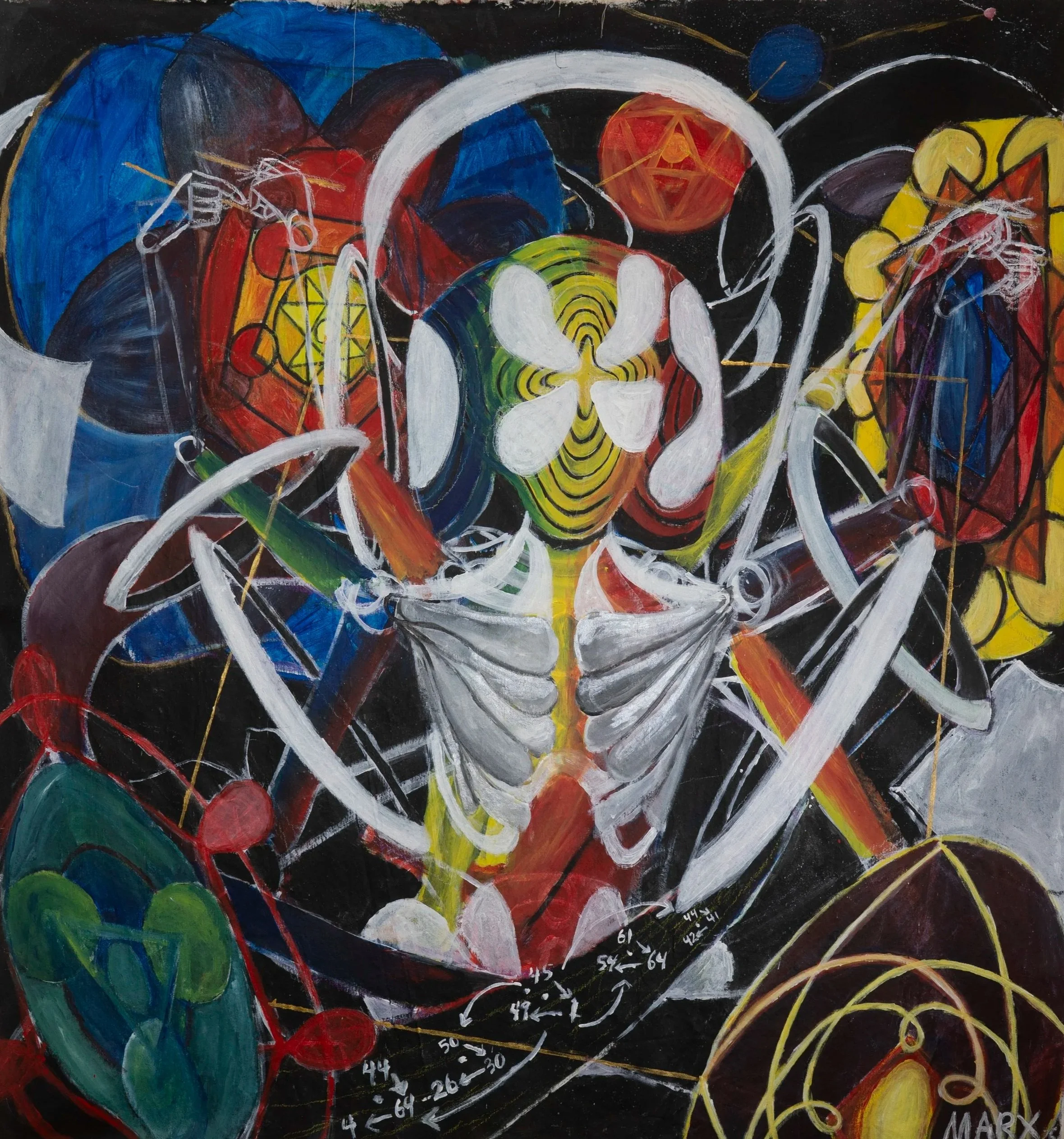 "Weaver" 
Brandon Marx c. 2026
5ft x 5ft Acrylic & Oil on Canvas