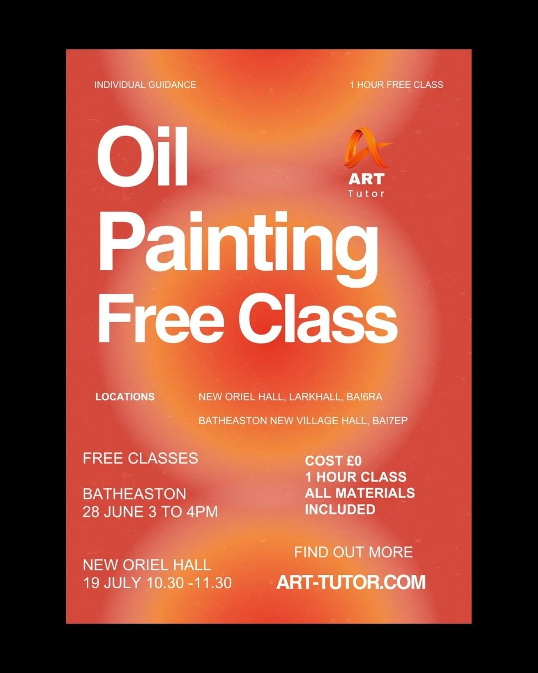 FREE Oil painting class -New Oriel Hall hall, Larkhall Bath 19th July 10.30 to 11.30am