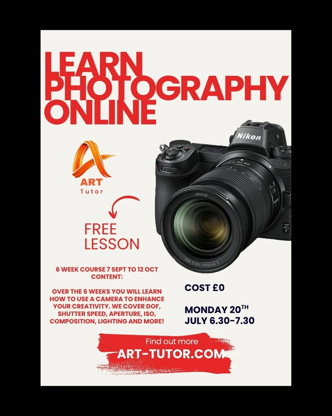 FREE Introduction to photography -20 July 6.30 - 7,30pm