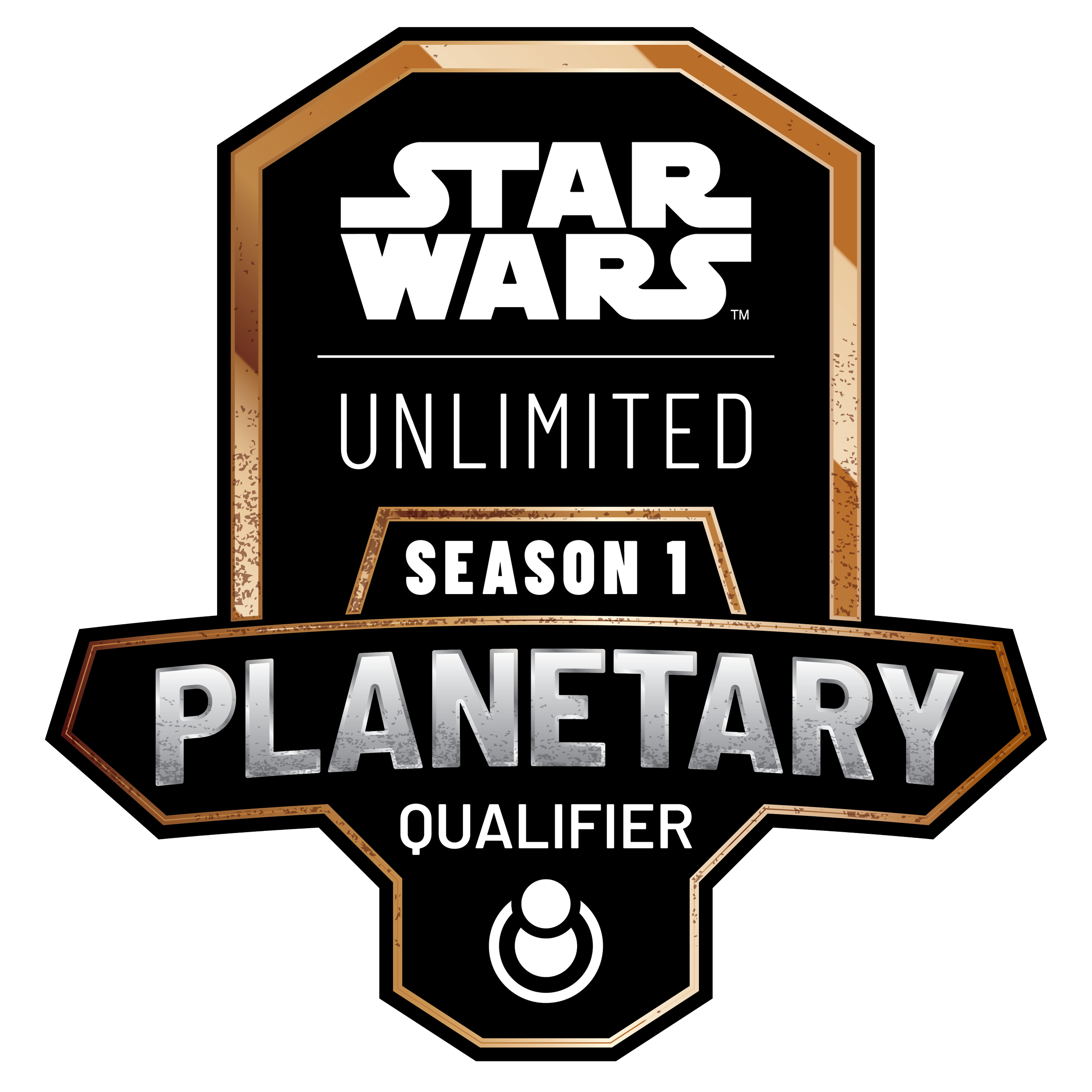 Star Wars: Unlimited Season 1 Planetary Qualifier logo with black background and metallic accents.