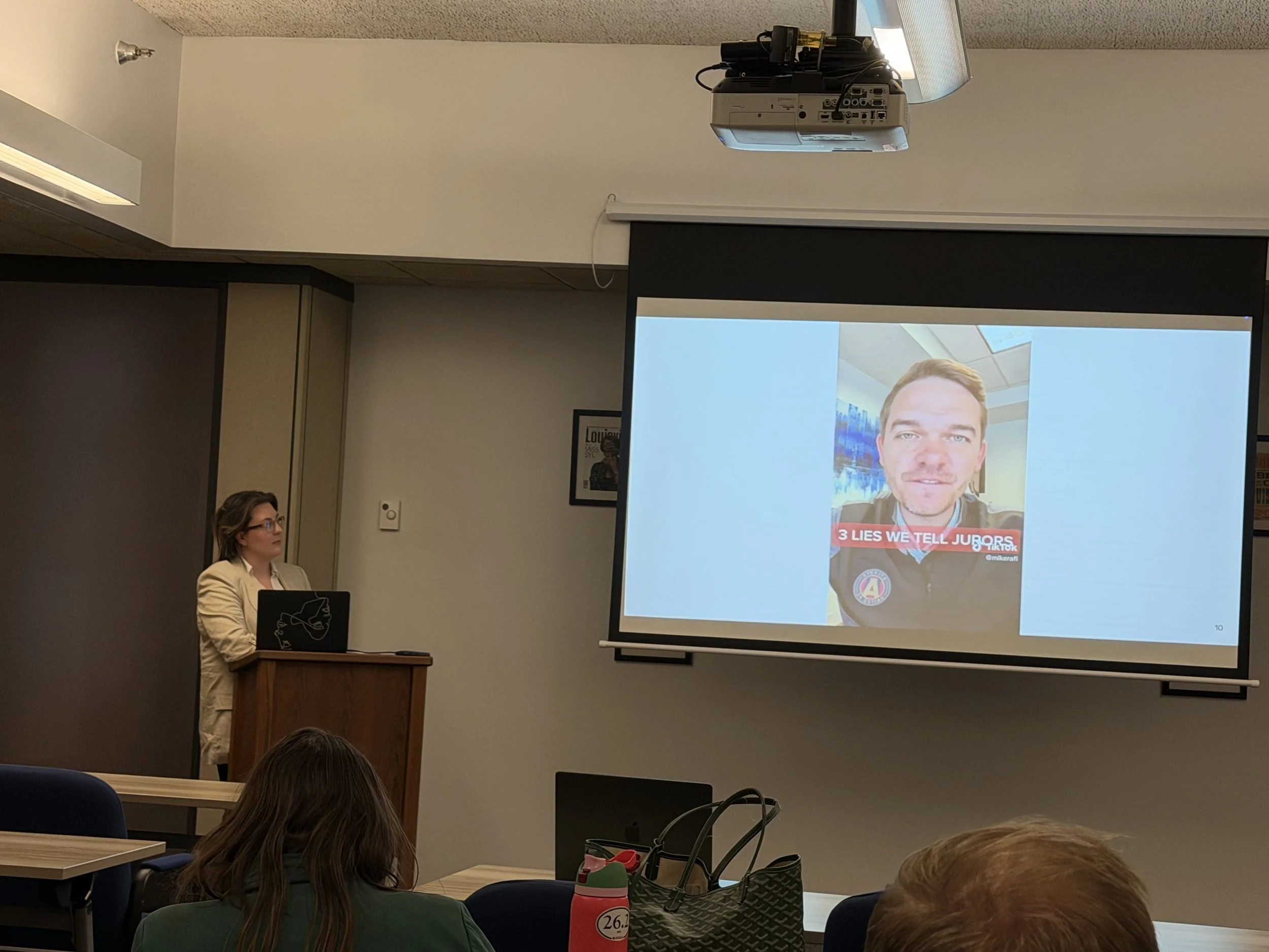 woman explaining video
