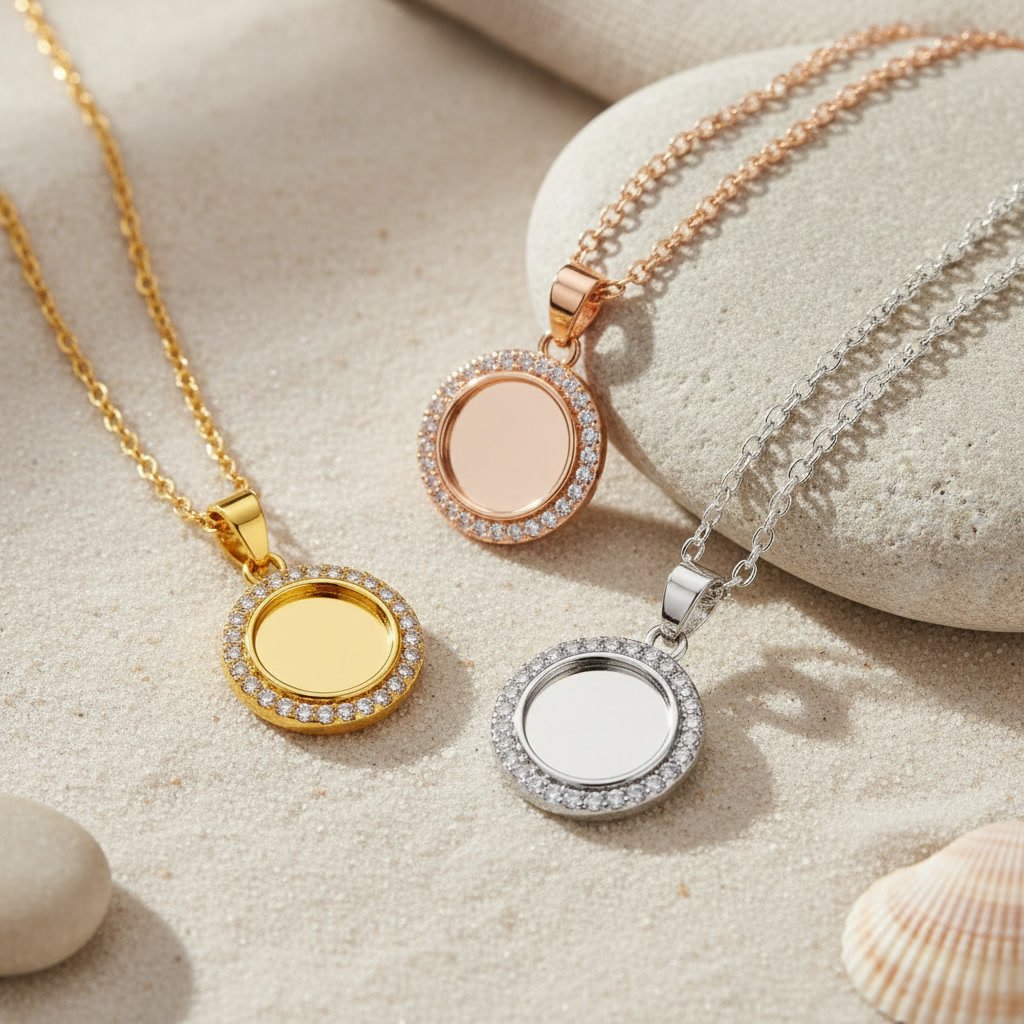 Memorial Jewellery, Halo Round Pendant, Resin with Cremation Ashes.jpg