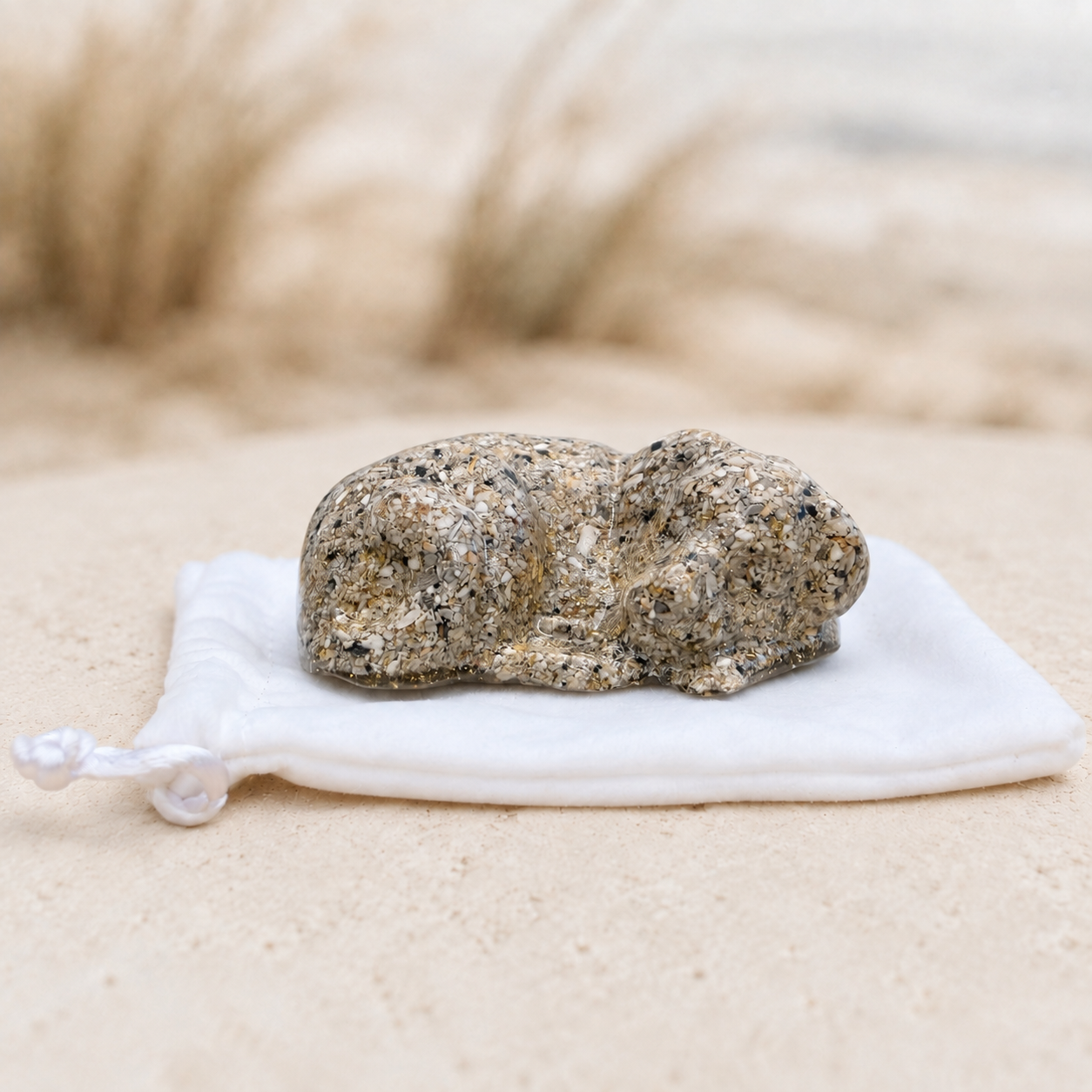 Sleeping Dog Holding Stone