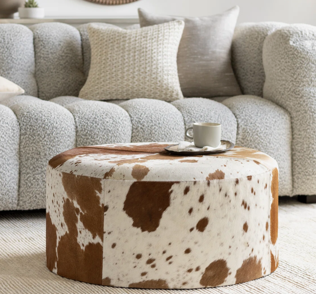 Cattima Hair on Hide Ottoman
