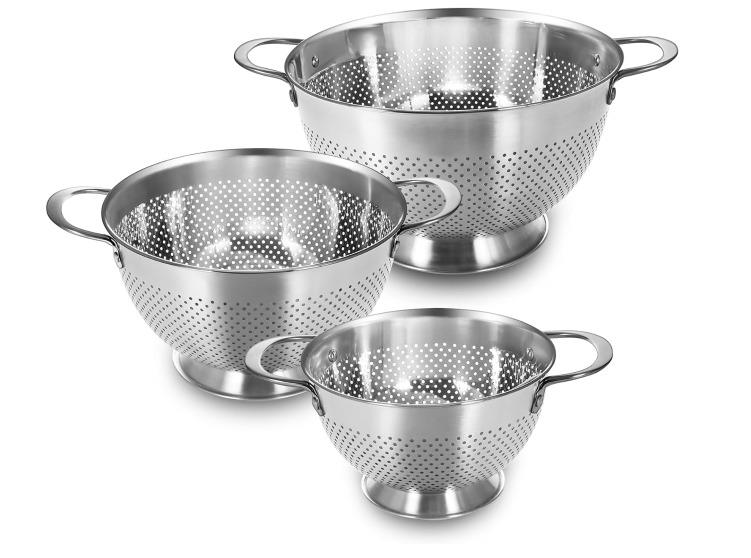 Stainless Steel Colander Set of 3 (1.5-3-5Quart)